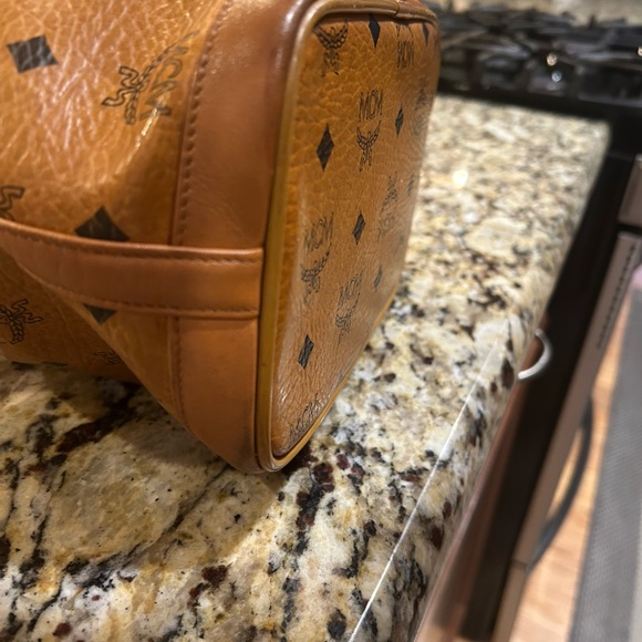 MCM Visetos Cognac Nappa Leather Monogram Drawstring Bucket Bag. Authentic! - Picture 9 of 12
